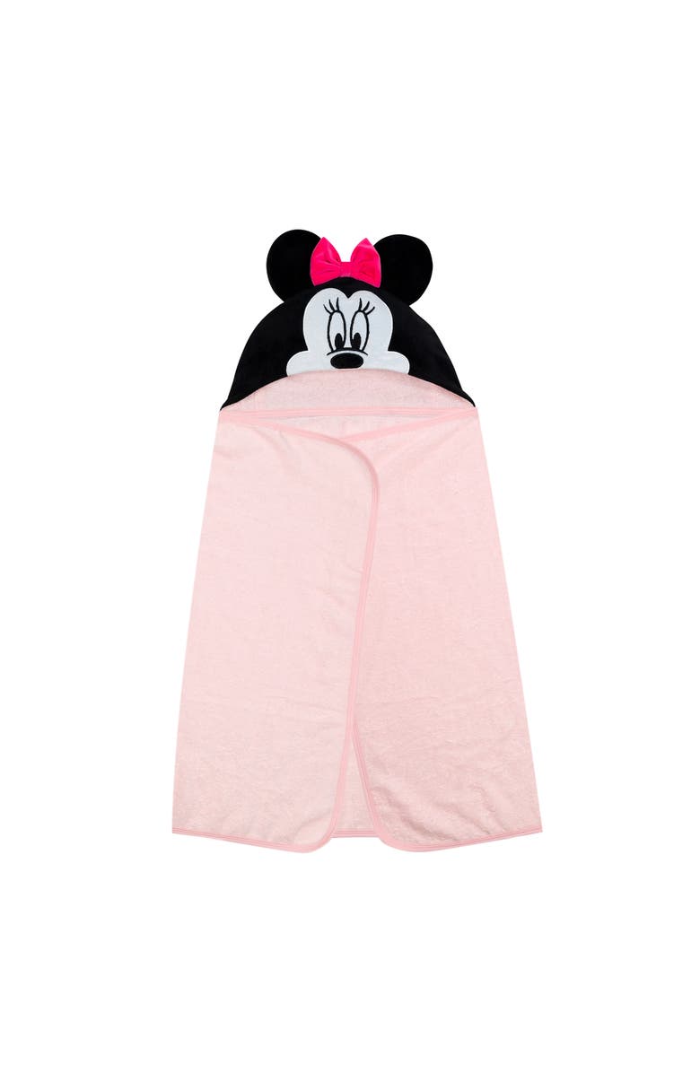 Lambs & Ivy Disney Baby Minnie Mouse Cotton Hooded Baby Bath Towel, Alternate, color, Pink