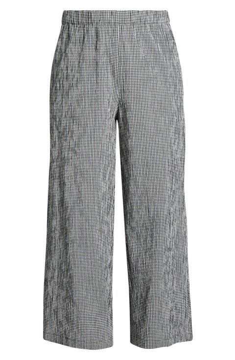 Stretch Organic Cotton Ankle Wide Leg Pants (Plus)