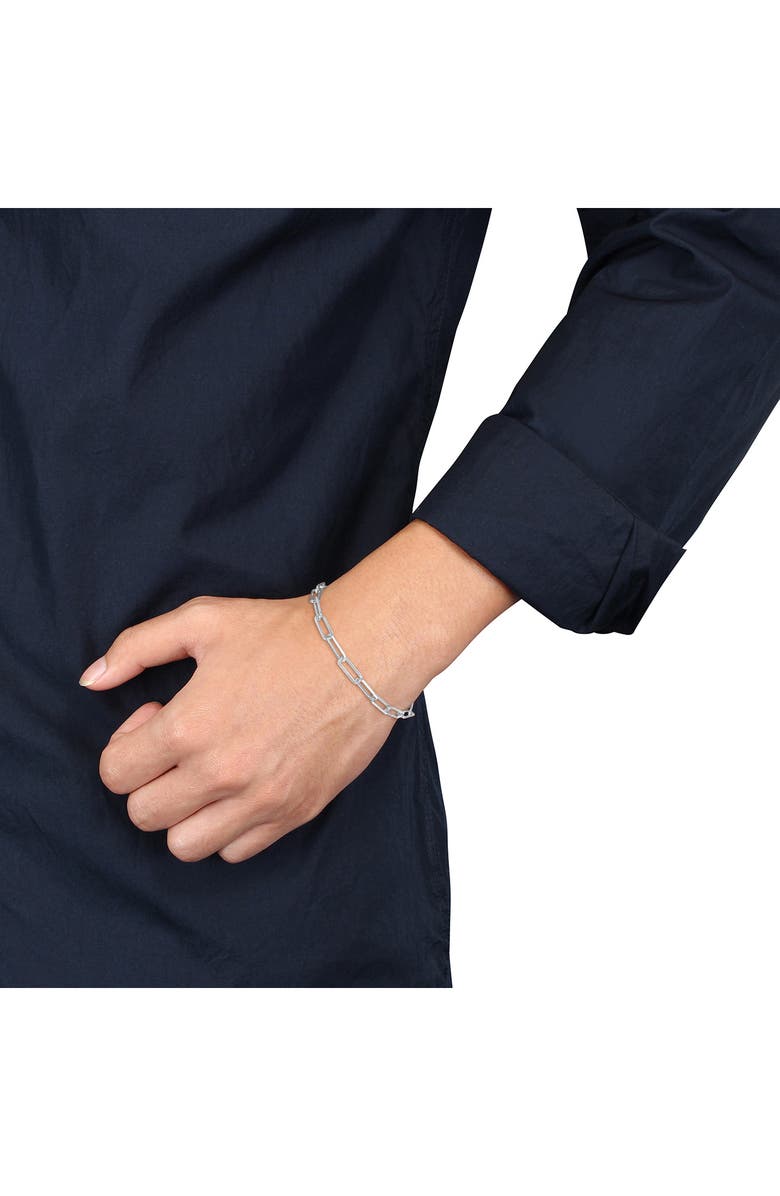 DELMAR Men's Sterling Silver Paper Clip Chain Bracelet, Alternate, color, White