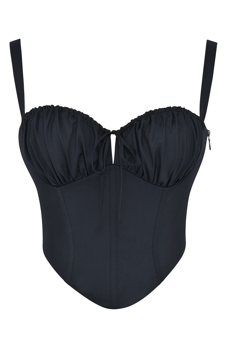 HOUSE OF CB Analia Lace-Up Crop Corset Camisole, Alternate, color, Black