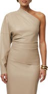 JLUXLABEL Demi One-Shoulder Faux Leather Top
