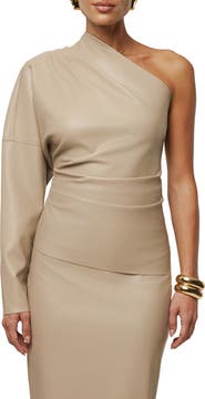 JLUXLABEL Demi One-Shoulder Faux Leather Top
