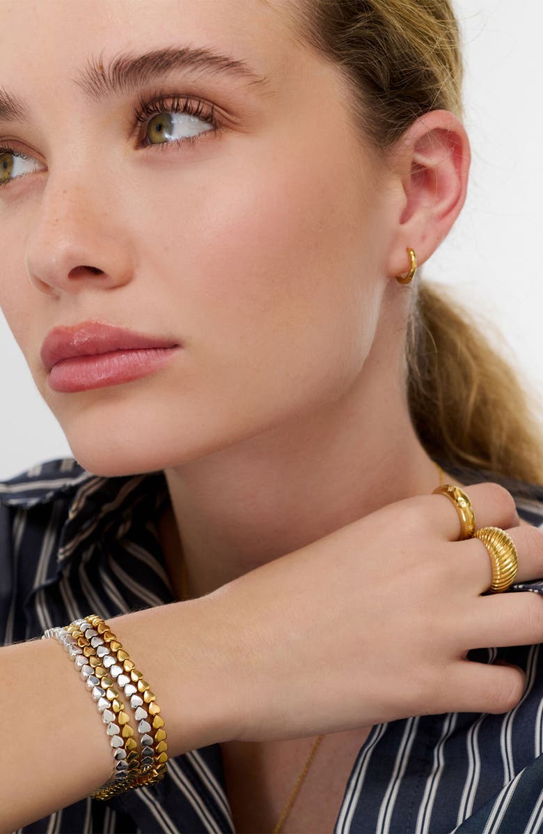 Oak & Luna Dotted Heart Bracelet, Alternate, color, Sterling Silver