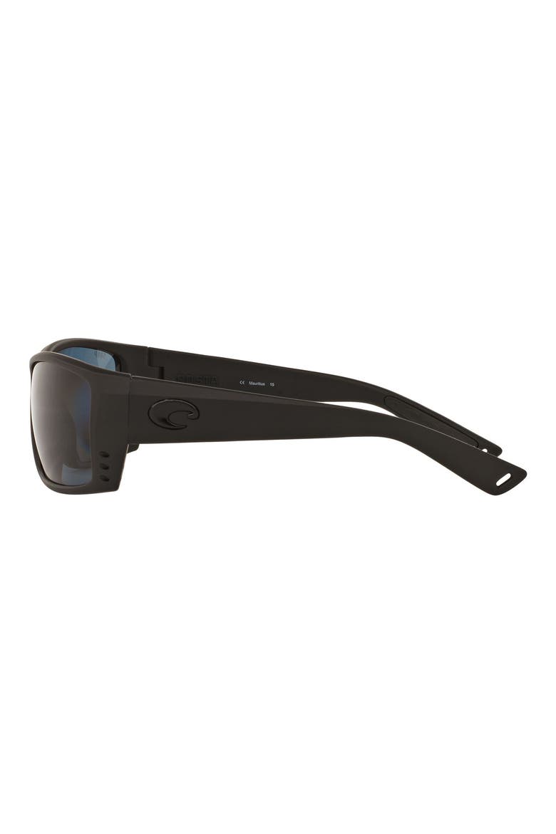 61mm Polarized Rectangle Sunglasses, Alternate, color, DARK GREY BLACK