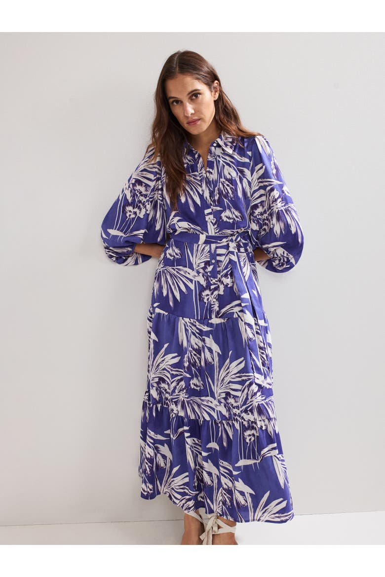 Coralie Print Shirt Midaxi Dress, Alternate, color, Blue