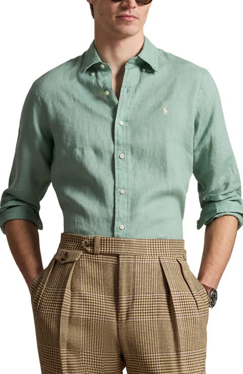 Classic Fit Linen Button-Down Shirt