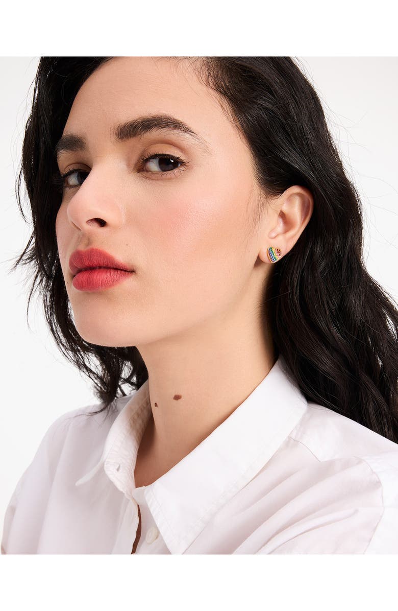 Kate Spade New York cubic zirconia heart stud earrings, Alternate, color,