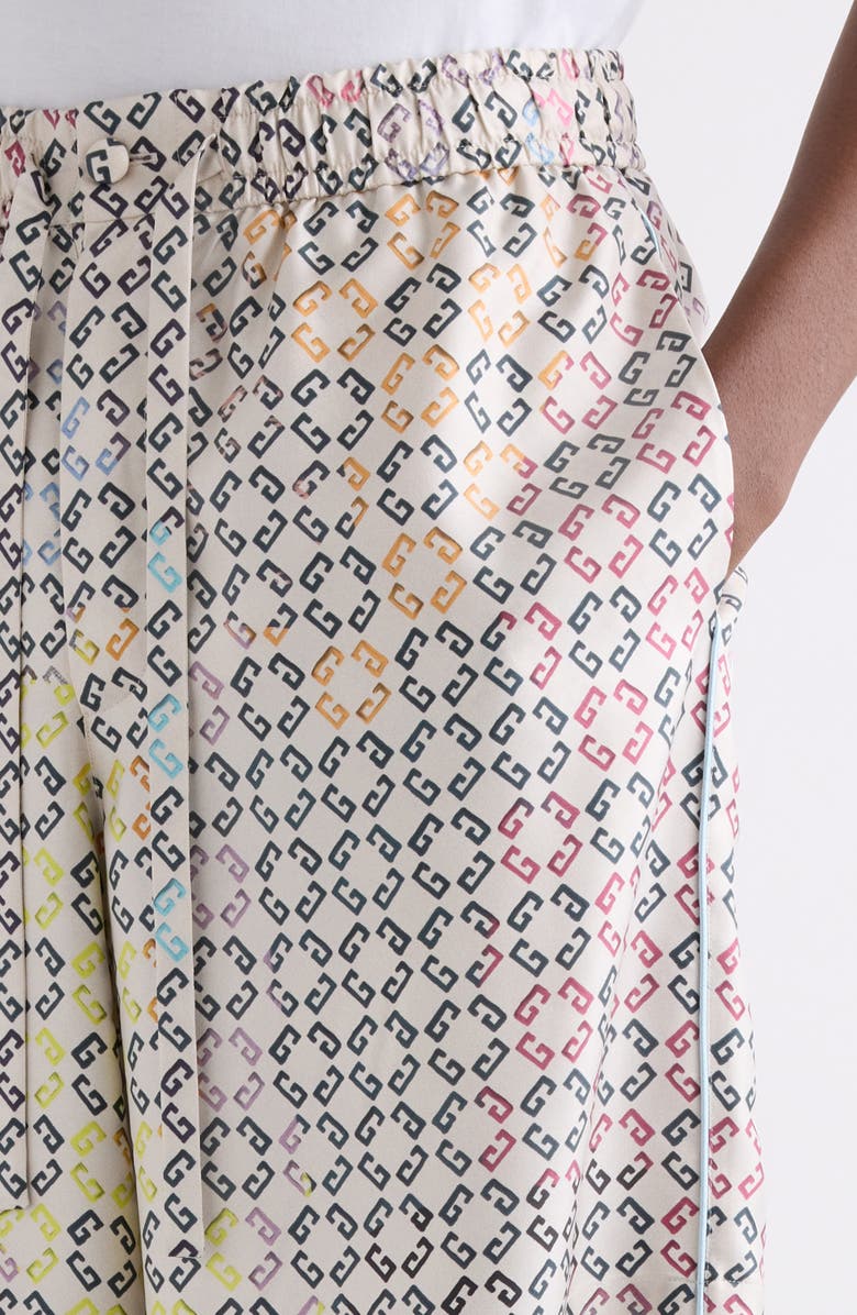 Givenchy Monogram 72 Print Silk Pajama Shorts, Alternate, color, White Multicolored