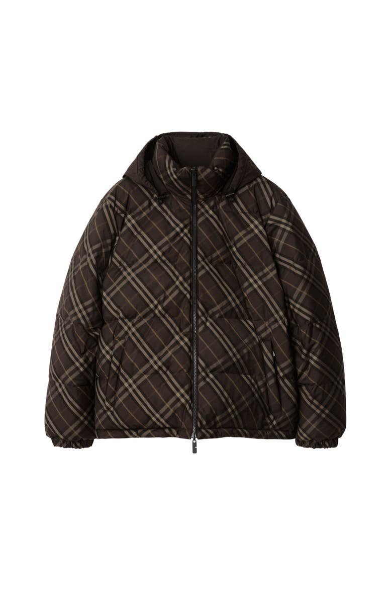 Reversible Check Snowdon Puffer Jacket, Alternate, color, Truffle brown