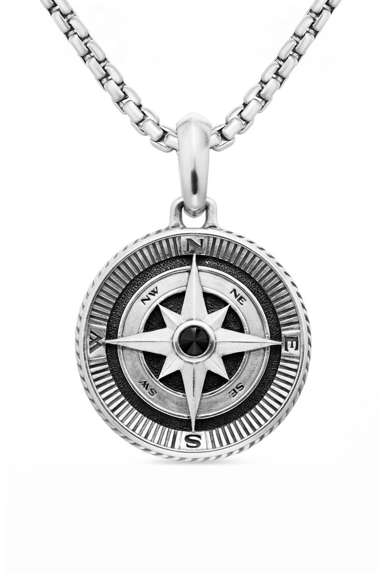 Maritime Compass Pendant, Main, color, SILVER PAVE
