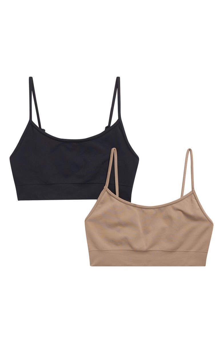 YOGALICIOUS Set of 2 Skin Soft Smoothing Kenzie Scoop Bralettes, Main, color, Leafless Tree/ Black