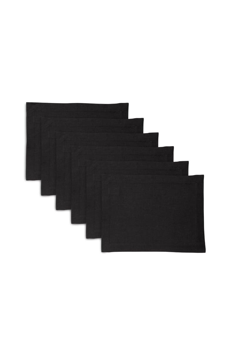 Solino Home Linen Placemats - Sonoma - Set of 6, 14" x 19" Inch, Main, color, Black