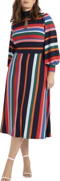 ELOQUII Tie Back Long Sleeve Maxi Dress
