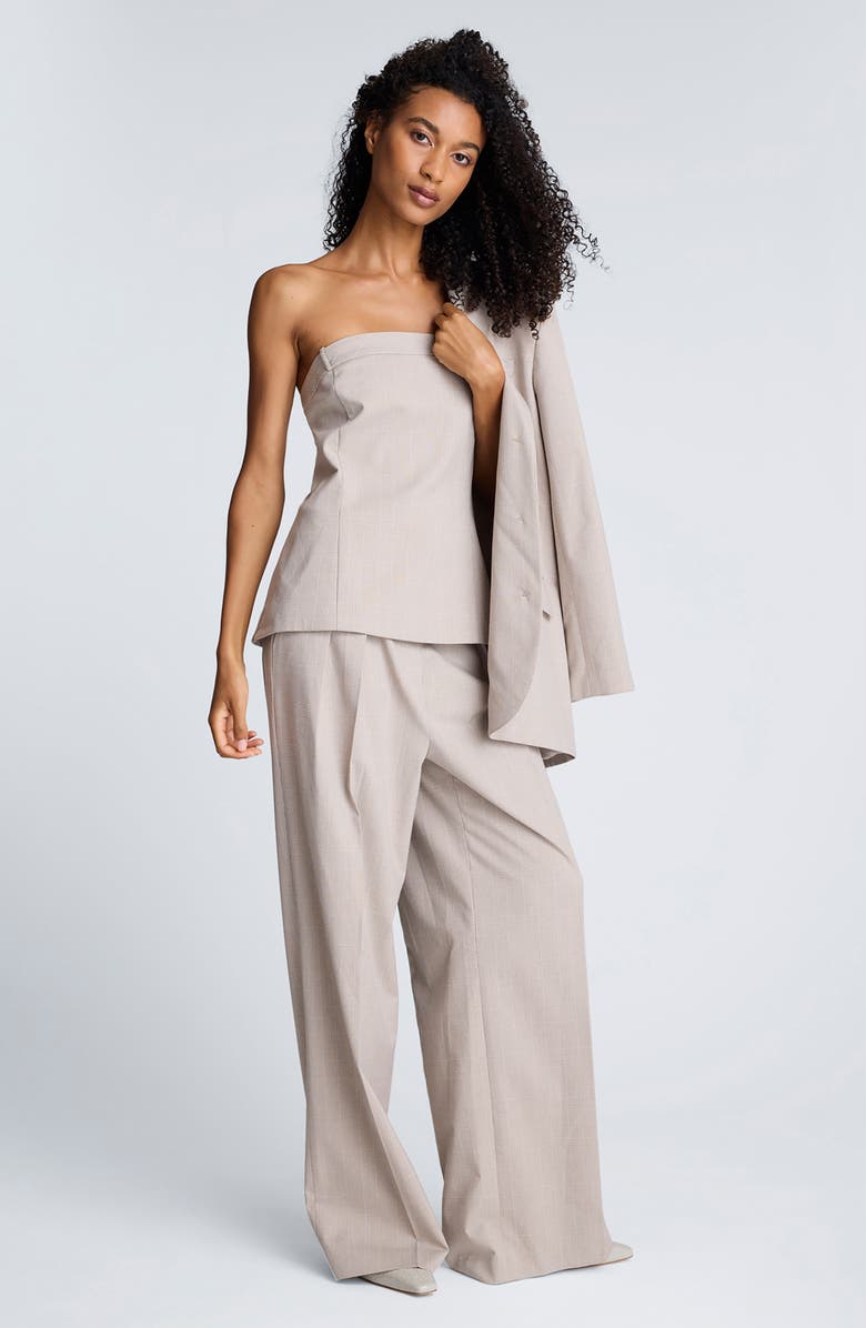 Kenneth Cole Strapless Windowpane Plaid Top, Alternate, color,