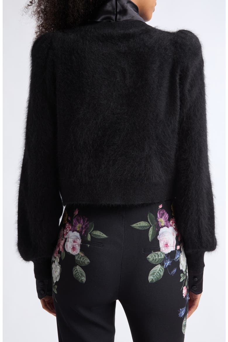Kitty Puff Sleeve Cardigan, Alternate, color, BLACK