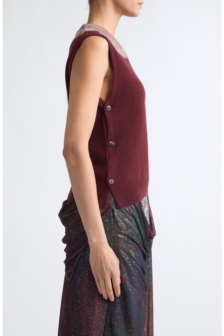 Fuse Trompe L'Oeil Virgin Wool Sweater Vest, Alternate, color, BORDEAUX/ ECRU