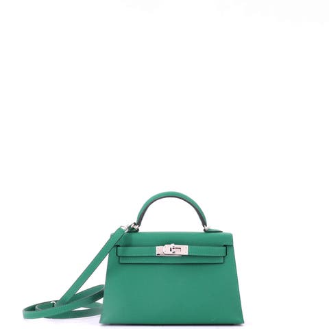 Kelly Mini II Bag Green Epsom with Palladium Hardware 20