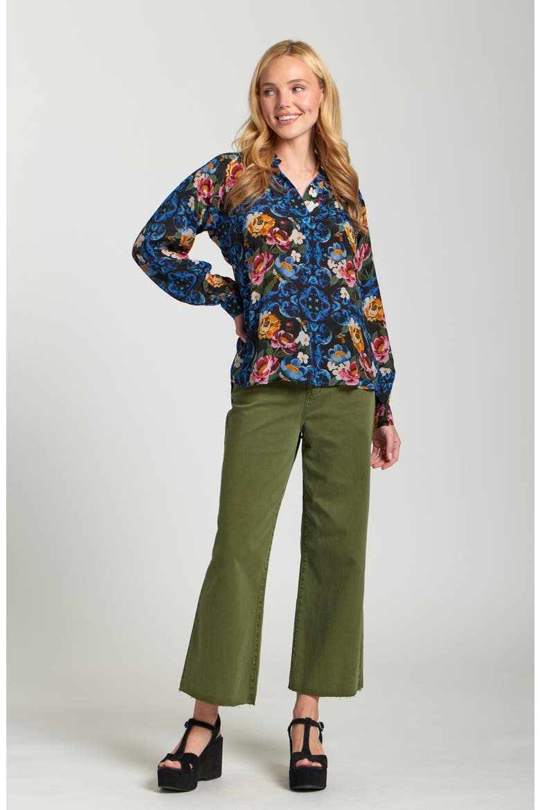 Crop Raw Hem Wide Leg Jeans, Alternate, color, OLIVE