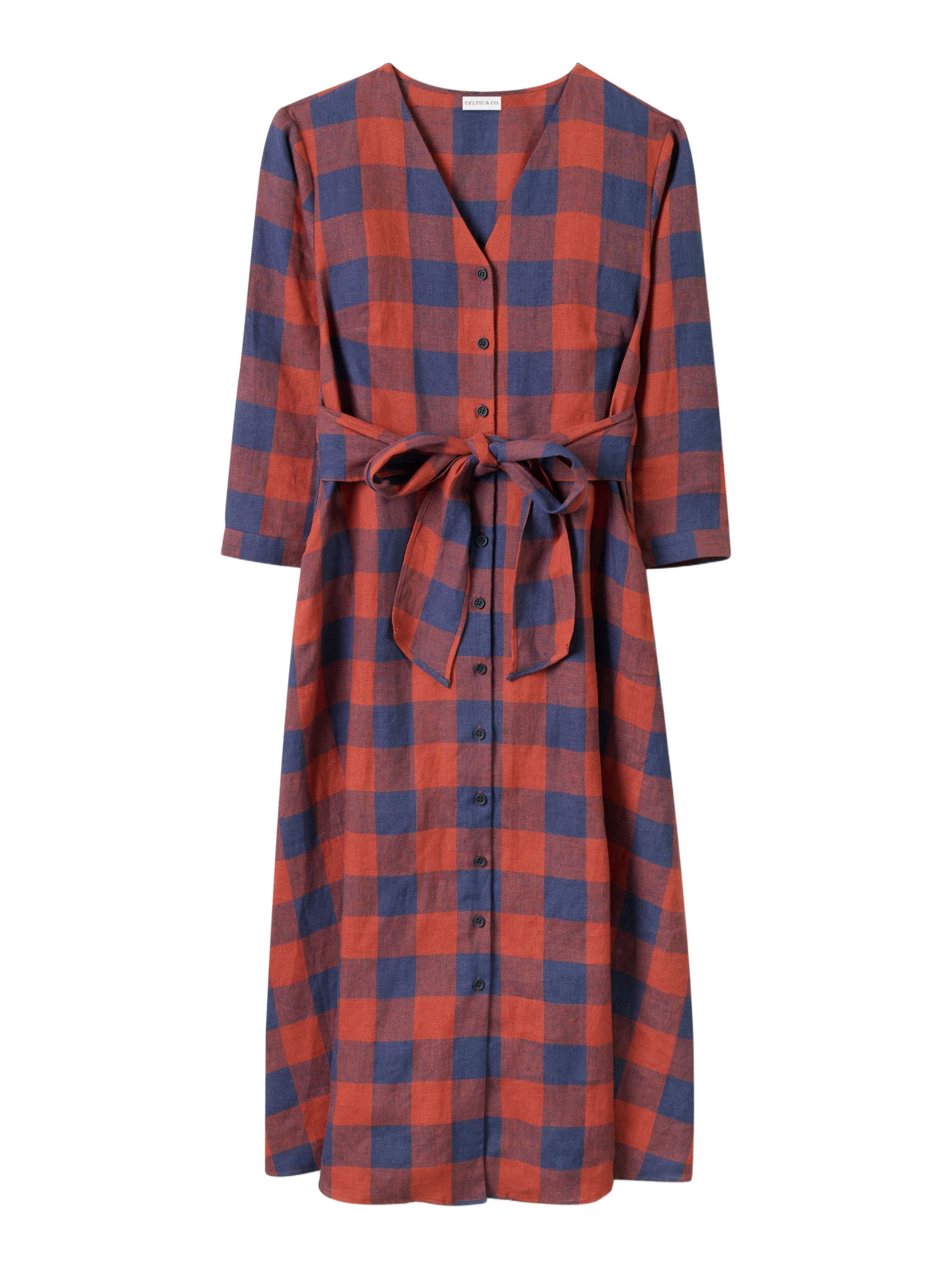 Check Tie Front Midi Shirt Dress - image 2