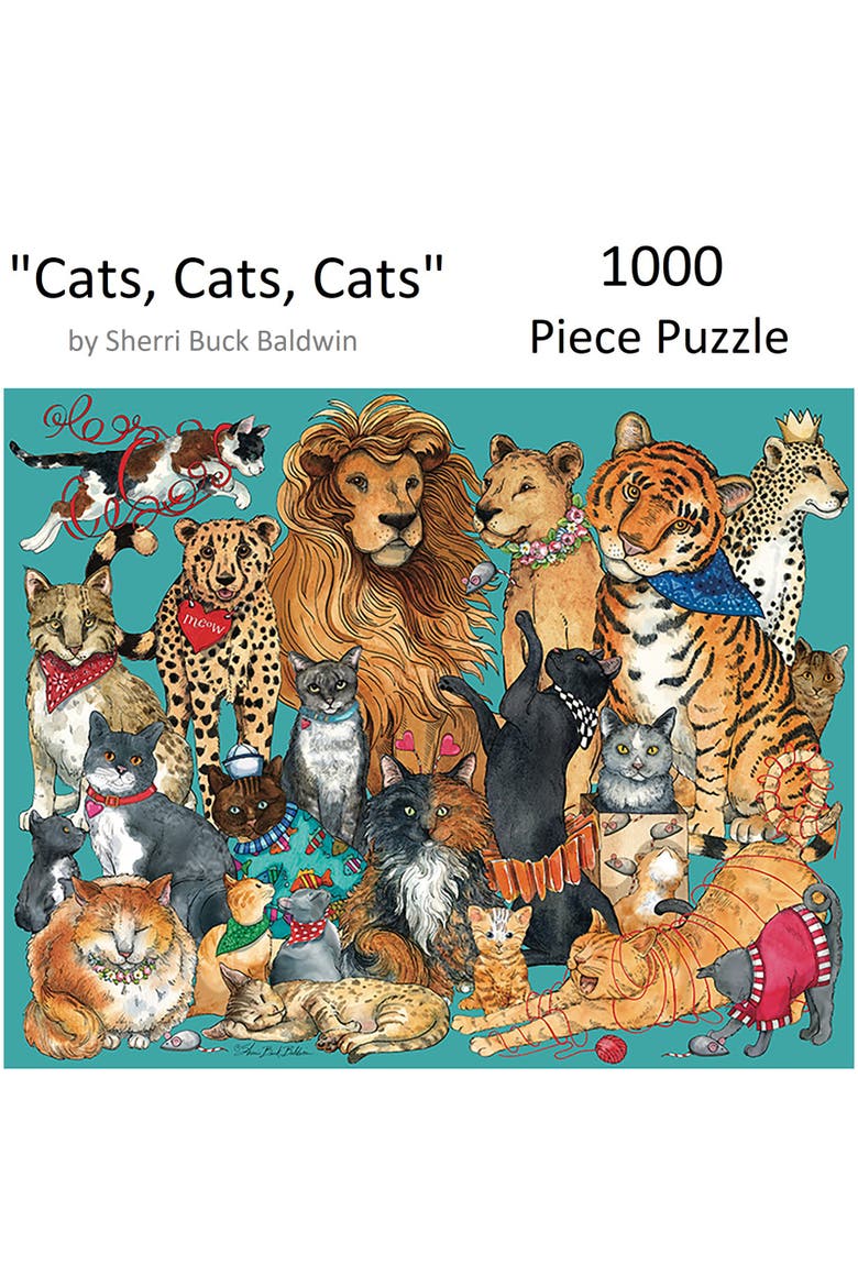 Cats, Cats, Cats by Sherri Buck Baldwin, 24 x 30 Inches, 1000 Piece Puzzle, Alternate, color, Multicolored
