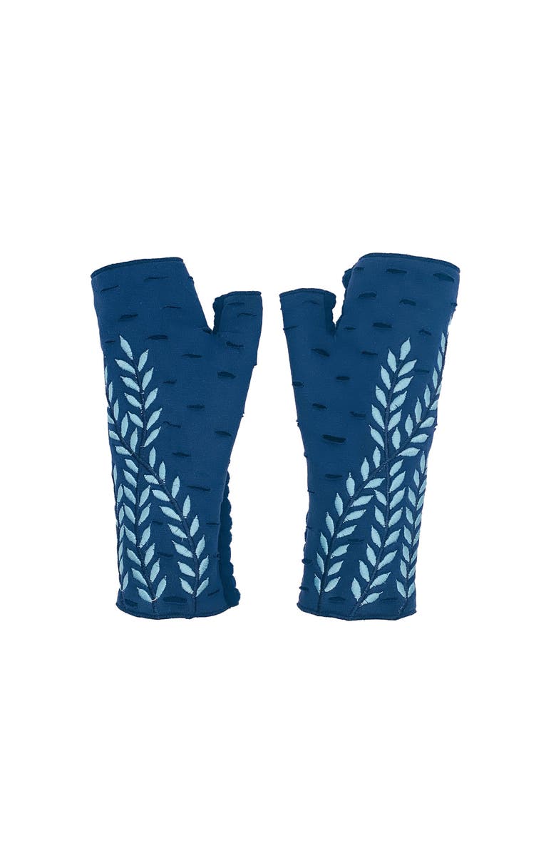 Feelgoodz Women’s Artisan Crafted Fleece Lined Trellis Fingerless Jersey Gloves, Main, color, Wisteria