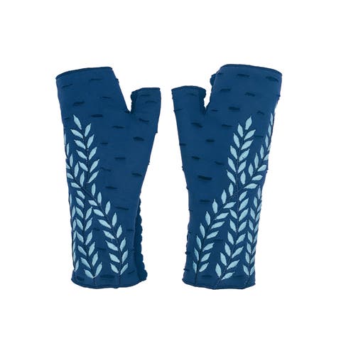 Women’s Artisan Crafted Fleece Lined Trellis Fingerless Jersey Gloves