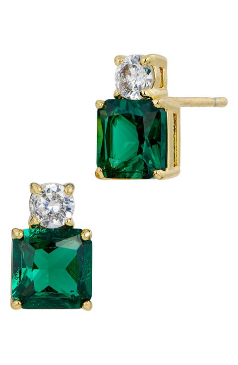 Cubic Zirconia Birthstone Stud Earrings