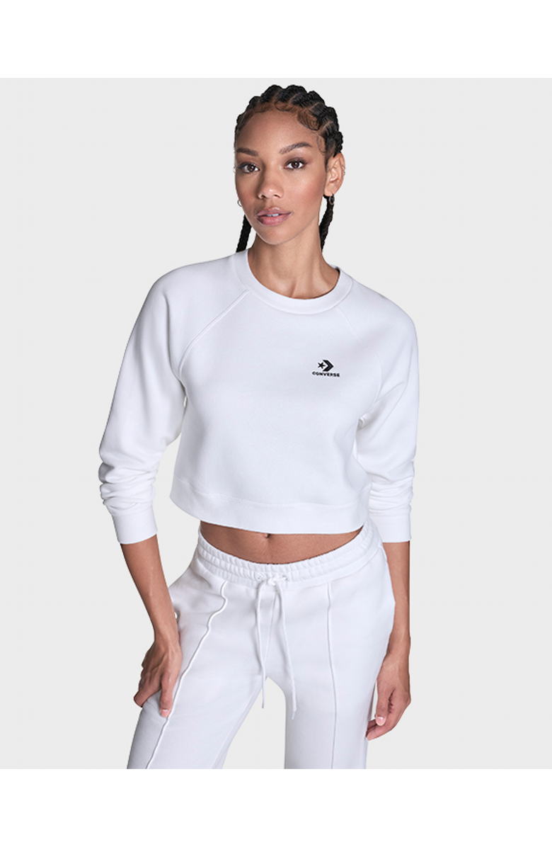 Converse Star Chevron Cropped Crewneck, Alternate, color, White 10A