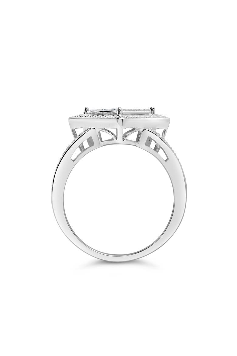 Silver 1/3 Ctw Diamond Rhombus and Beaded Halo Ring, Alternate, color, Silver