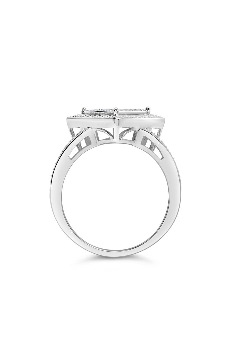 Haus of Brilliance Silver 1/3 Cttw Diamond Rhombus and Beaded Halo Ring, Alternate, color, Silver