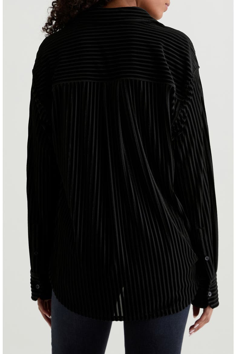 Leny Relaxed Fit Velvet Button-Up Shirt, Alternate, color, SUPER BLACK