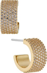 Nadri Disco Chunky Pavé Huggie Hoop Earrings