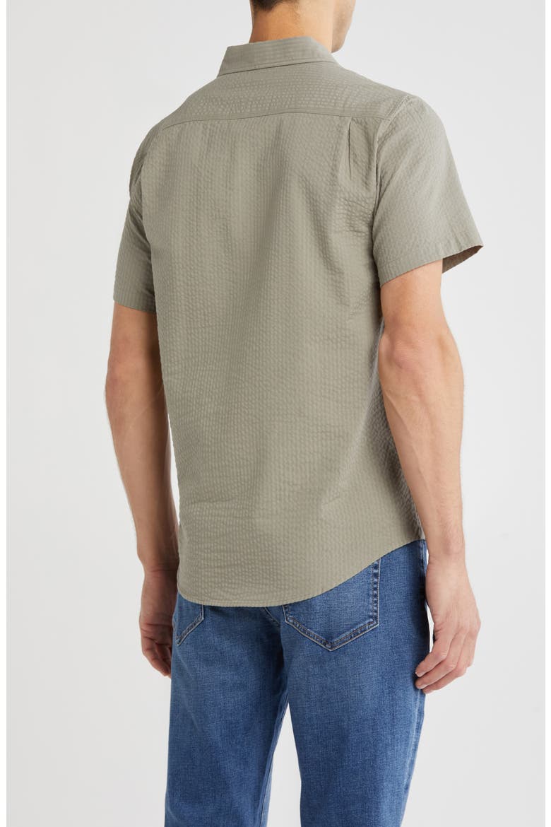 Cotton Seersucker Short Sleeve Button-Up Shirt, Alternate, color, OLIVE