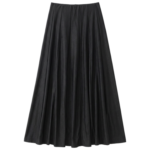 Panel Elastic Waist Maxi Denim Skirt