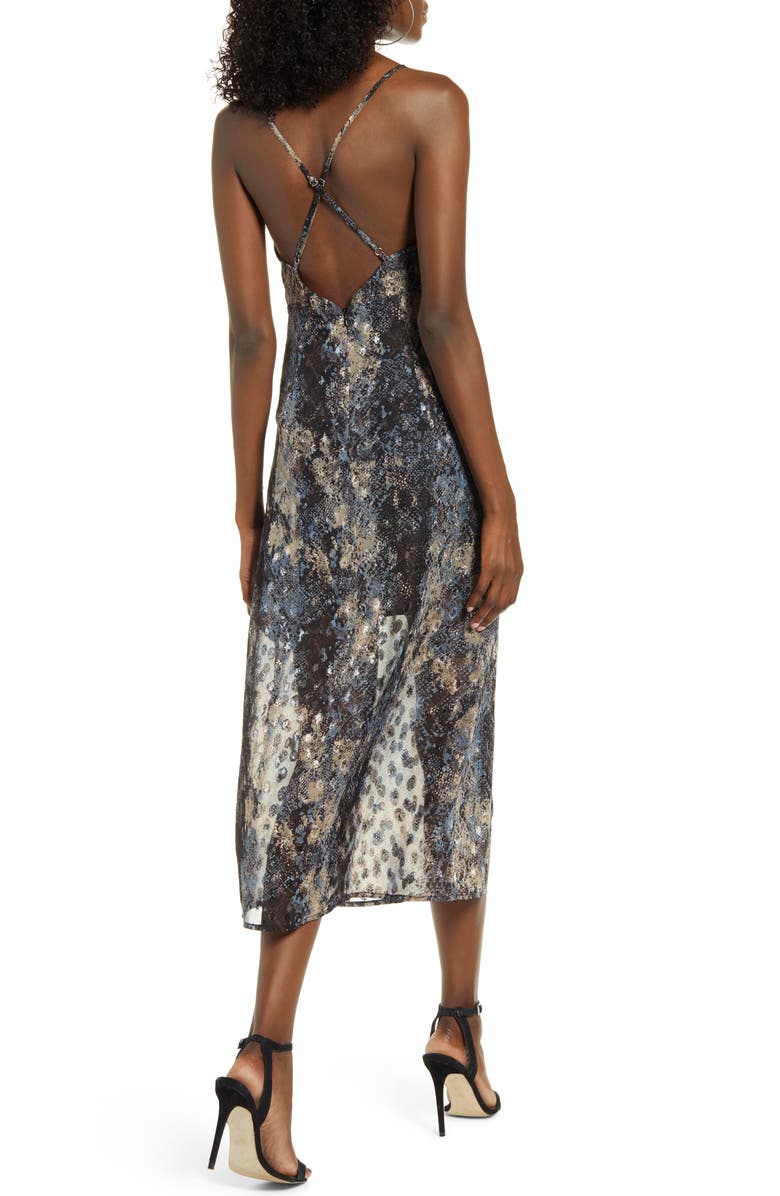 J.O.A. Print Crisscross Back Midi Dress, Alternate, color, 
