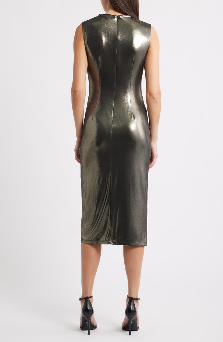 Vince Camuto Metallic Cowl Neck Sheath Dress, Alternate, color, Gold