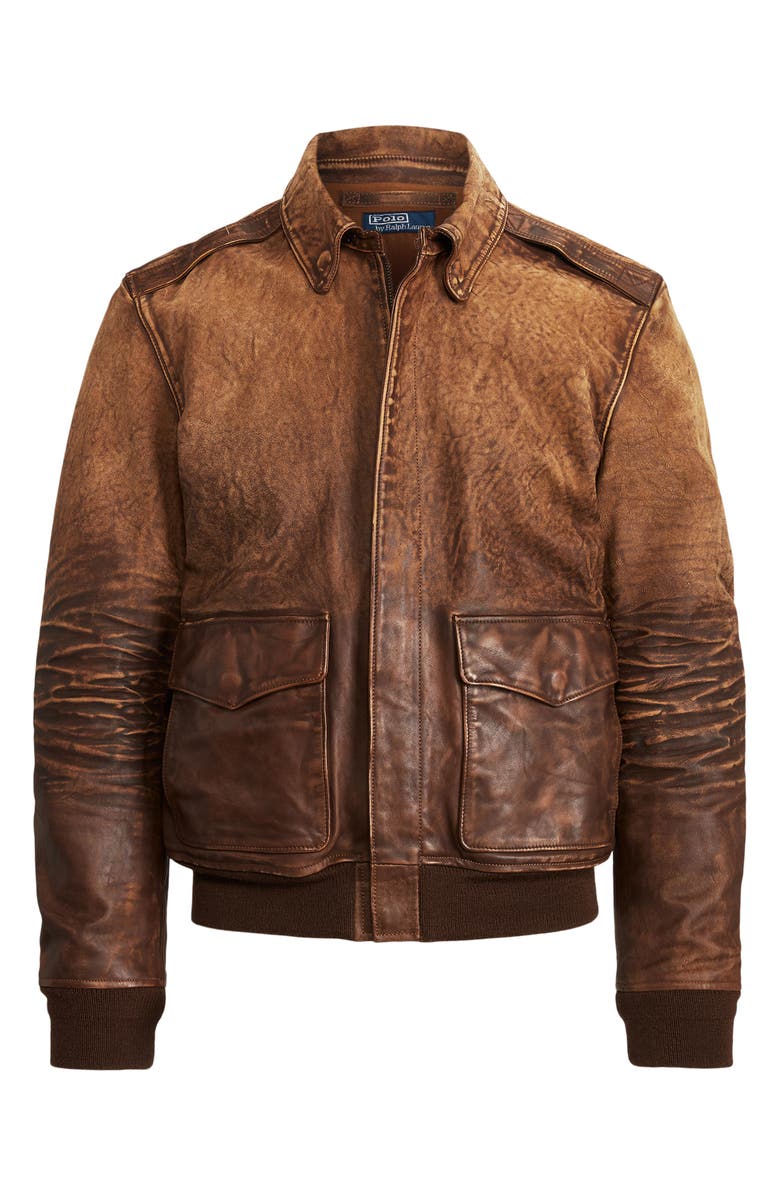 Polo Ralph Lauren Leather A2 Bomber Jacket, Alternate, color,