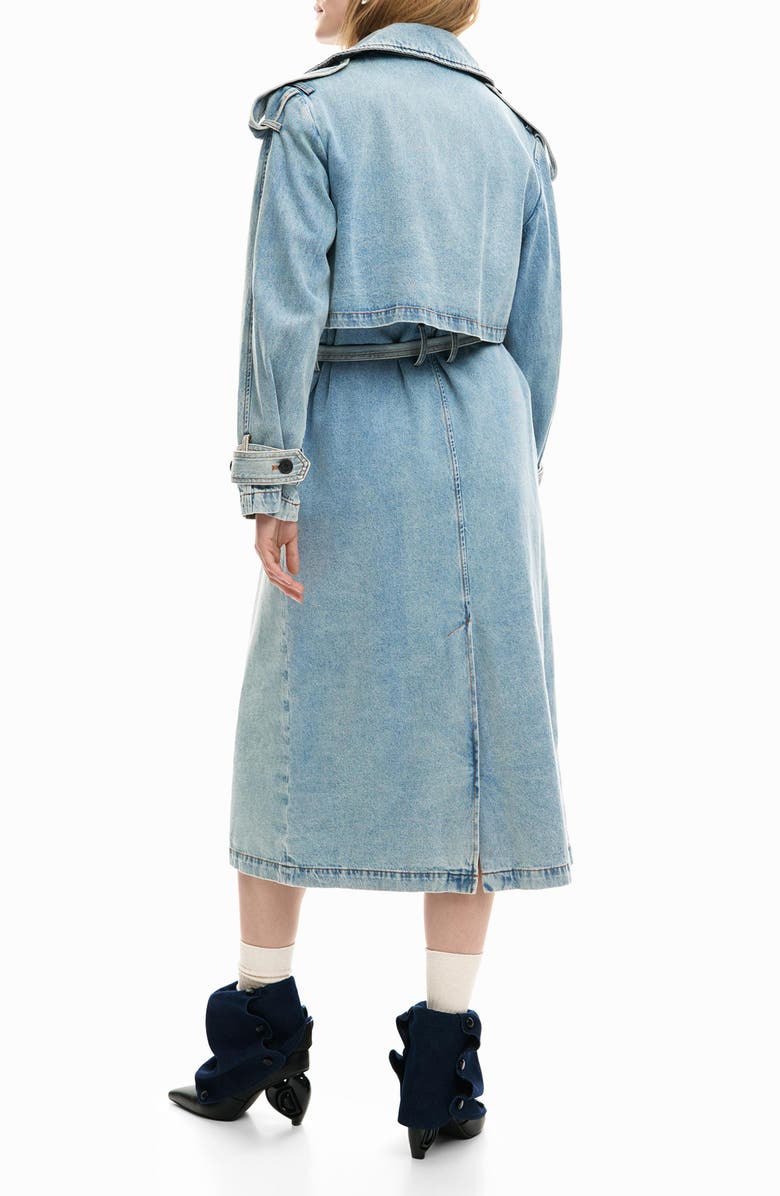 Desigual Denim Trench Coat, Alternate, color, Light Blue