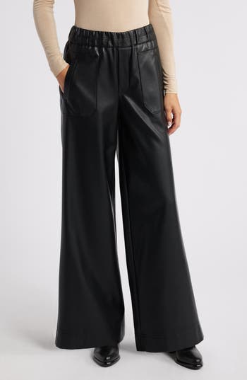 Wit & Wisdom Skyrise Faux Leather Palazzo Pants In Black