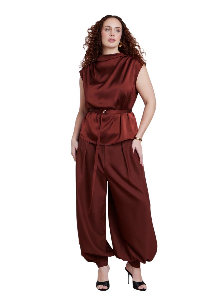 Balloon Trouser With Pleats, Alternate, color, CABERNET