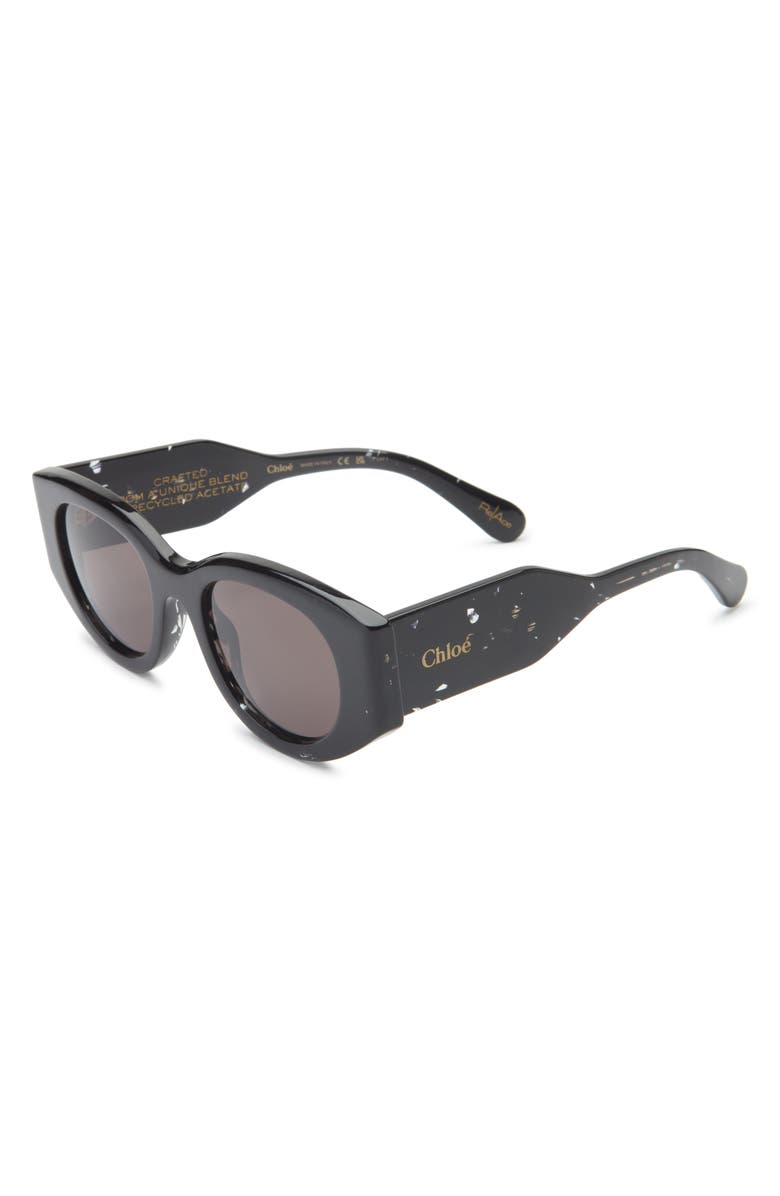 Chloé 51mm Round Sunglasses, Alternate, color, Black Black Grey