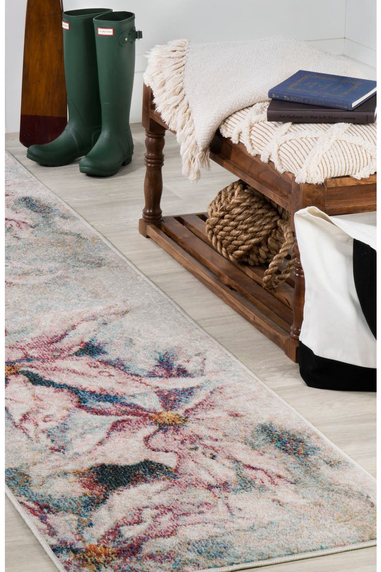 Giglio Modern Botanical Flower Area Rug, Alternate, color, Pink/Gray