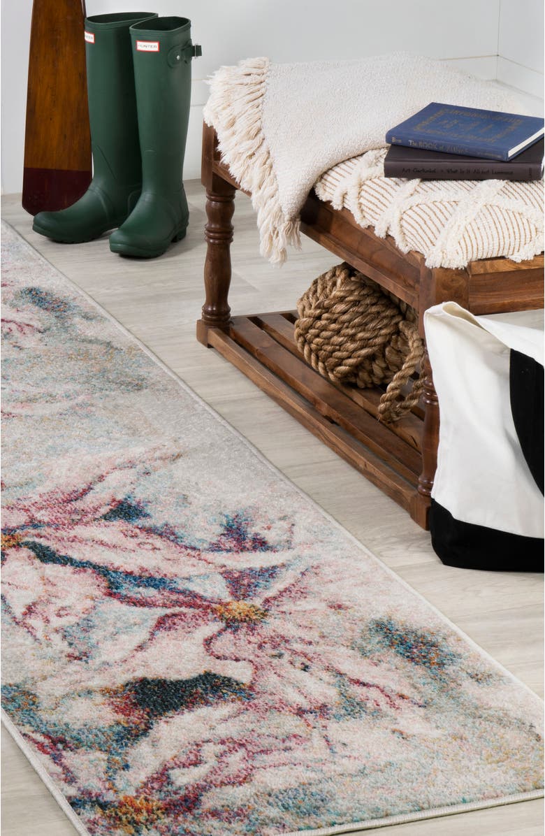 JONATHAN Y Giglio Modern Botanical Flower Area Rug, Alternate, color, Pink/Gray