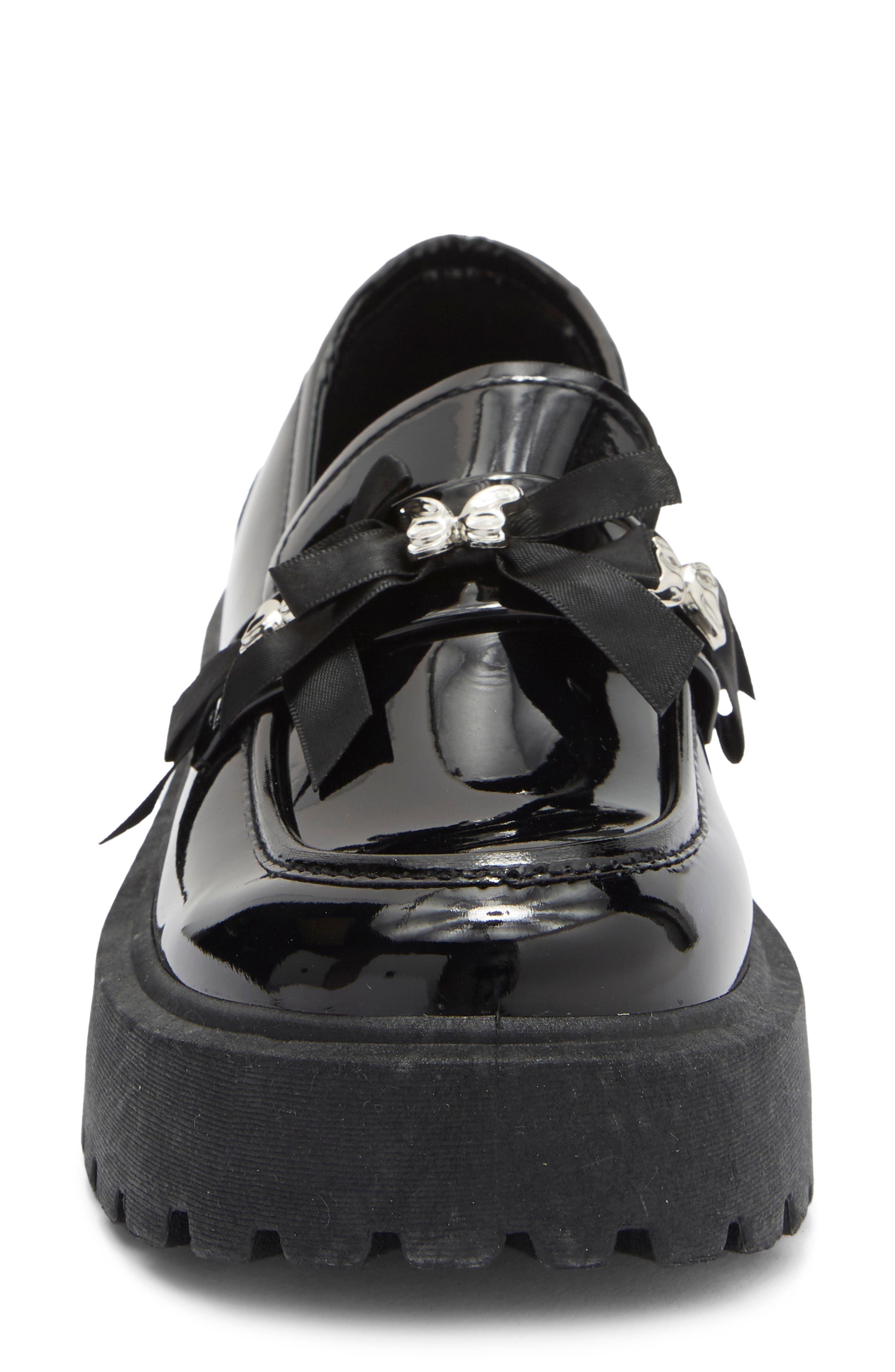 Tippy Bow Platform Loafer, Alternate, color, BLACK