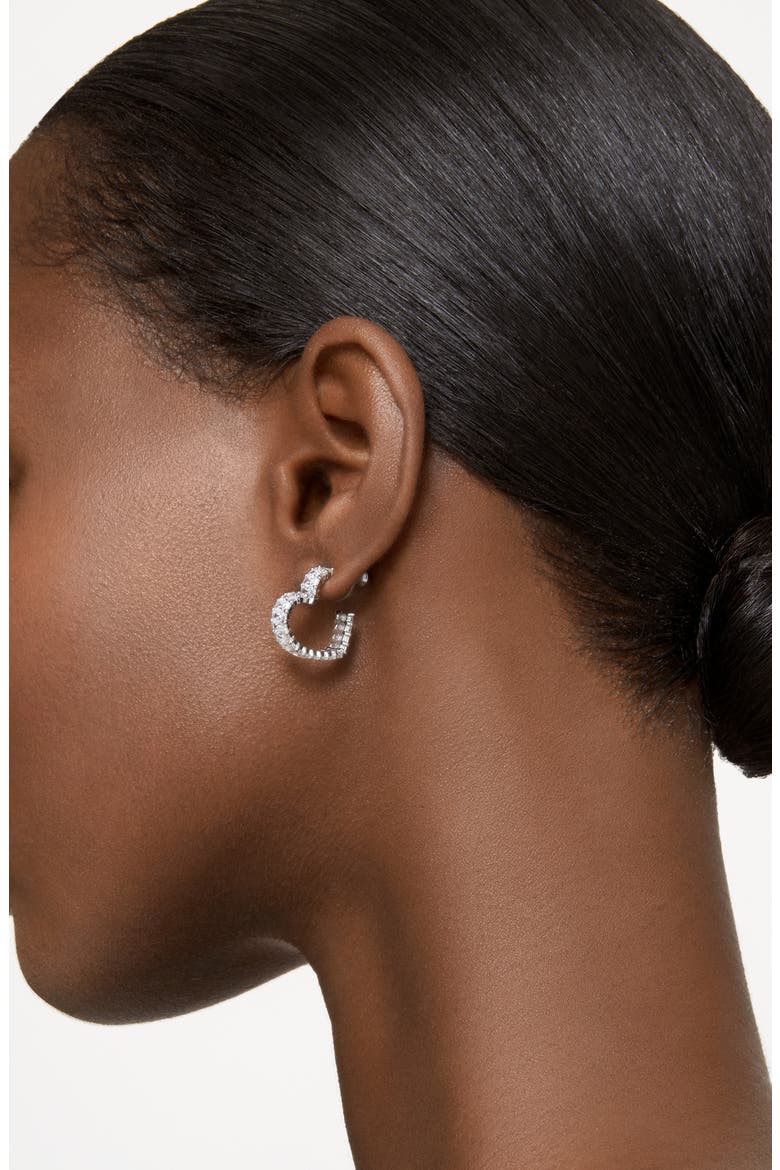 Matrix Small Heart Hoop Earrings, Alternate, color, SILVER