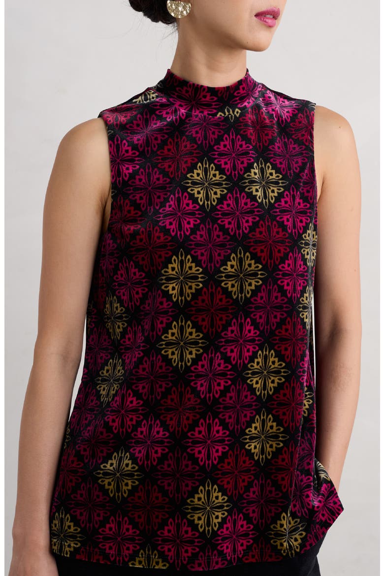 Winter Cherry Sleeveless Velvet Top, Alternate, color, GEO SNOWFLAKE COULIS