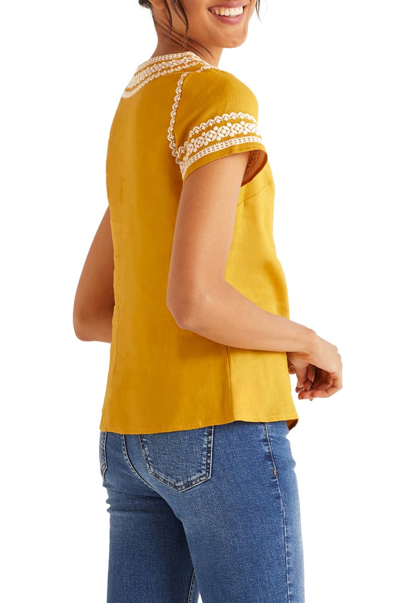 Boden Laura Embroidered Linen Top, Alternate, color, 