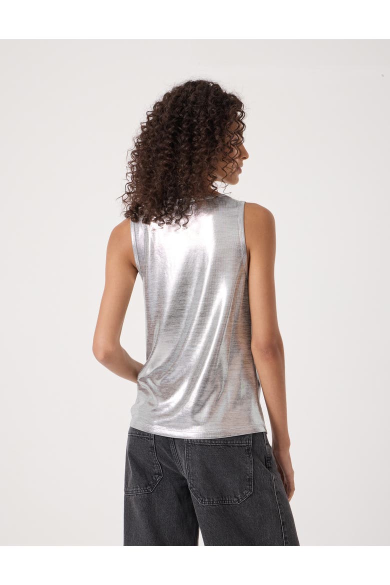 Metallic Scoop Neck Slub Vest, Alternate, color, Silver Metallic