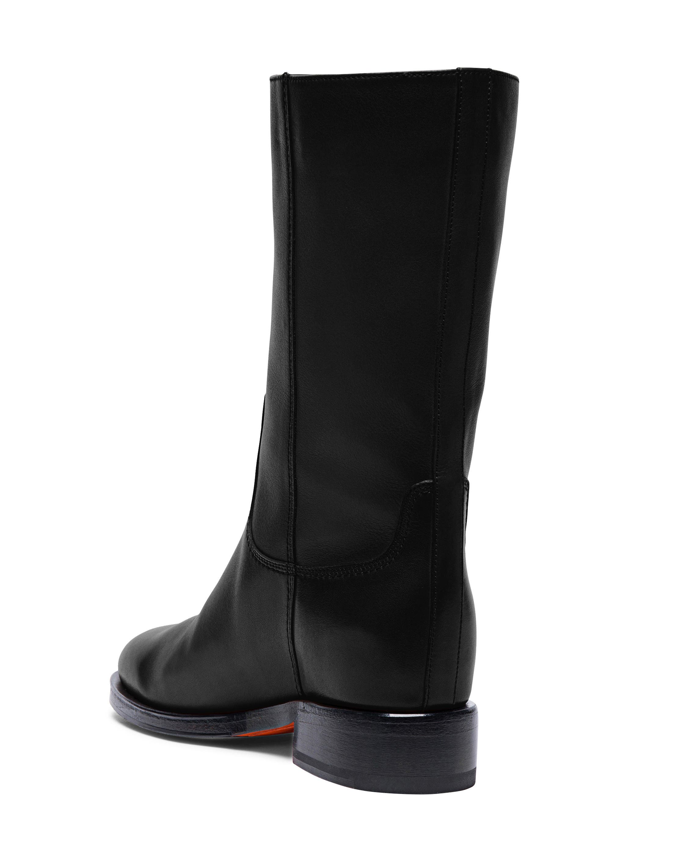 Santoni Women's Fleeces Black Leather Boot, Alternate, color, Black
