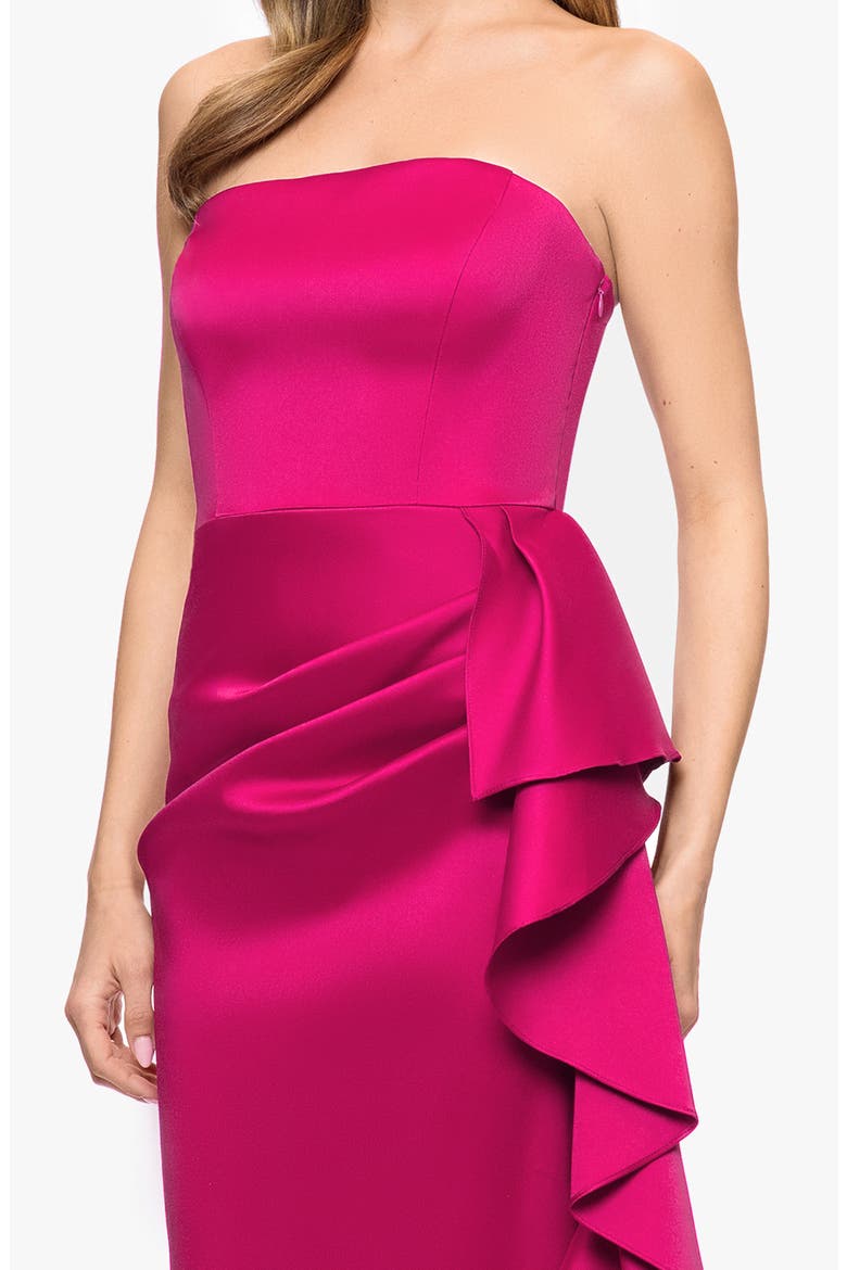 Stretch Mikado Column Gown, Alternate, color, CHERRY